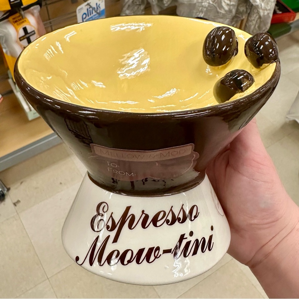 Espresso Meow Tini Cat Water/Food Bowl